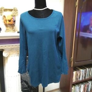 ALFANI Womens Green Teal Bell Sleeve Scoop Neck To